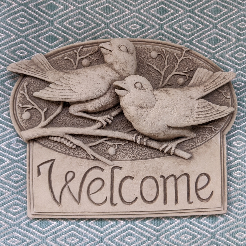 CarruthStudio Berrybirds Welcome Plaque 9" wide